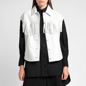 White Leather Fringe Vest